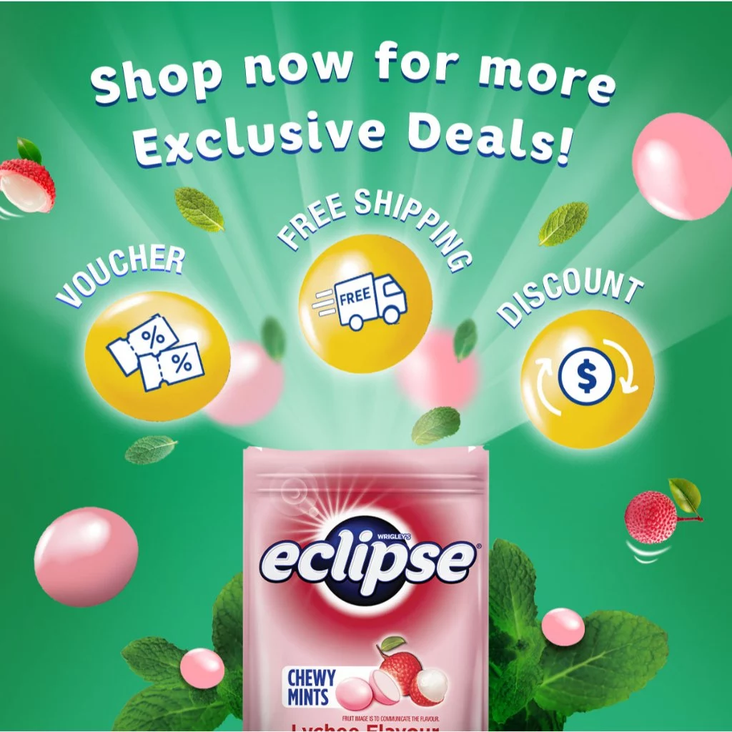 Eclipse Chewy Mints Lychee Bag 45g Chewy Candy / Fruity / Snacks